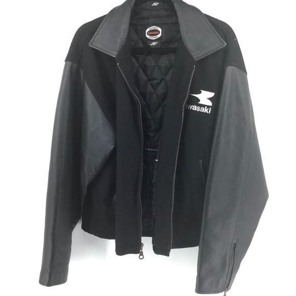 Kawasaki Other - KAWASAKI Leather & Wool Moto Coat